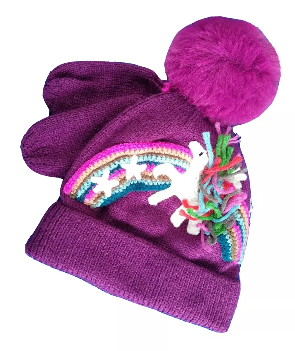 Baby Girl Winter Hat Mittens Set NEXT Unicorn Knitted Age 3 6 9