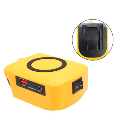 Drahtloser Ladeadapter mit Typ-C und USB für Dewalt 18V-20V Li-Ionen-Akku