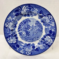 WOOD & SONS English Scenery Blue White Woods Ware England Pie Plate 6 3/4" #e