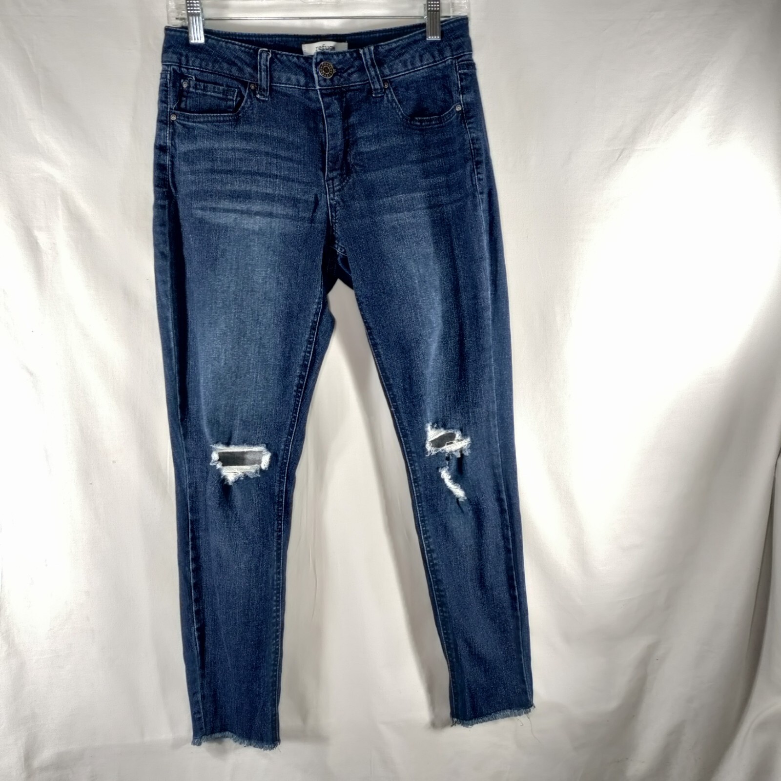 Refuge Skinny Jeans Womens Size Distressed Mid Rise Stretch Dark