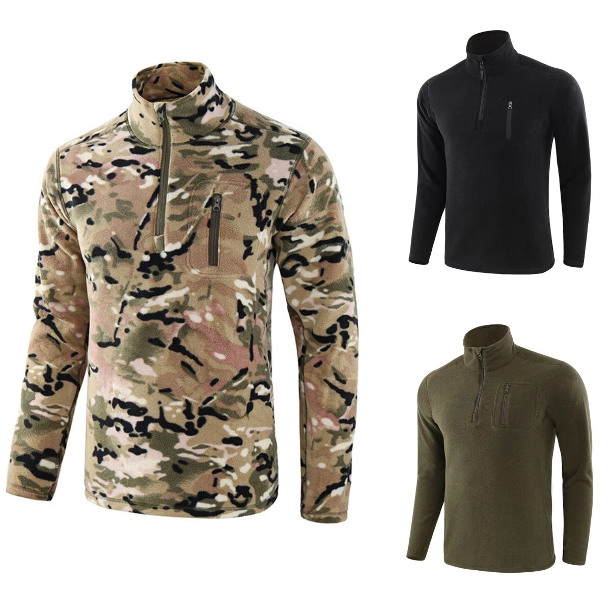 Men's Zip Fleece Pullover Sweatshirt Camouflage Top Thermal Jumper Sweat Shirt
Opens in a new window