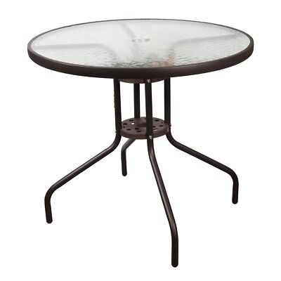 #ad Garden Elements Glass Patio Dining Furniture Round Steel Table Brown 31.5quot; $51.36