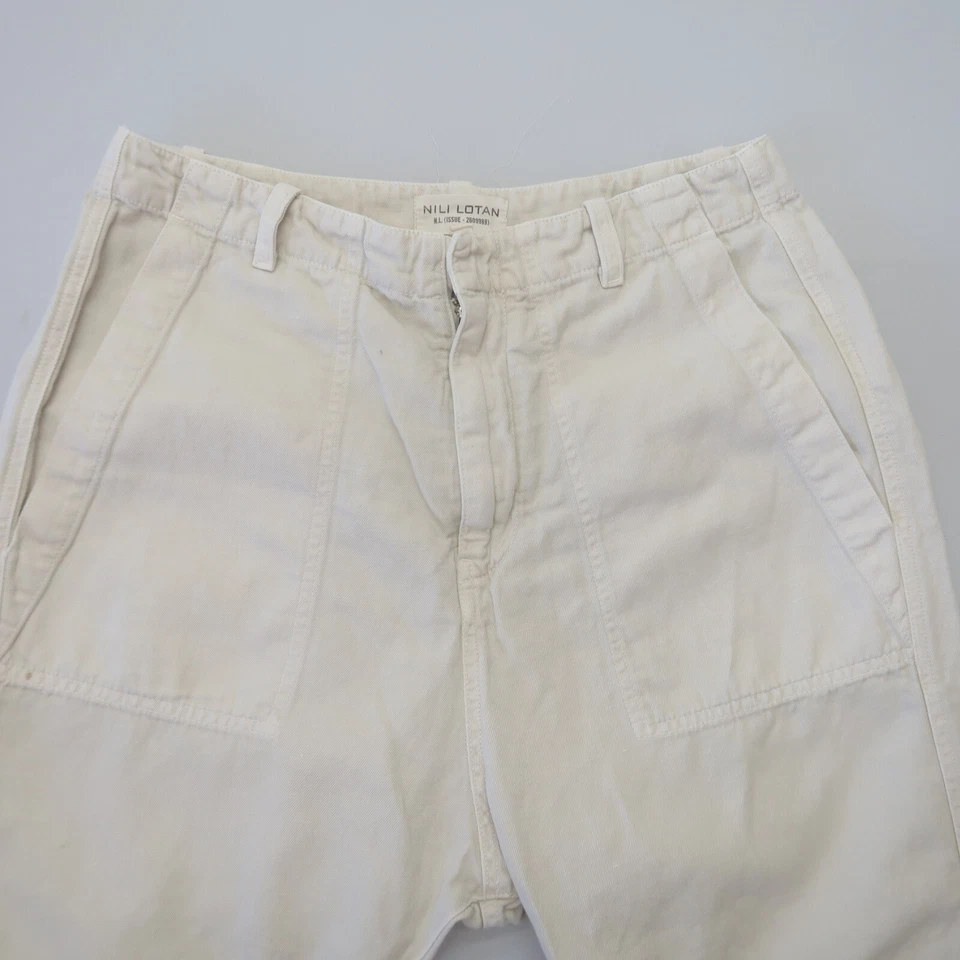 Pantalones holgados Nili Lotan Luna mezcla de lino talla 6 crema entrepierna caída Foto 3 de 4