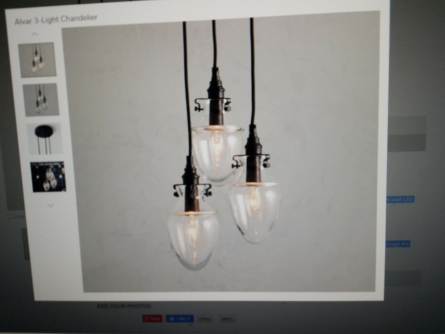 Pottery Barn Alvar 3 Light Chandelier Thick Blown Glass For Sale