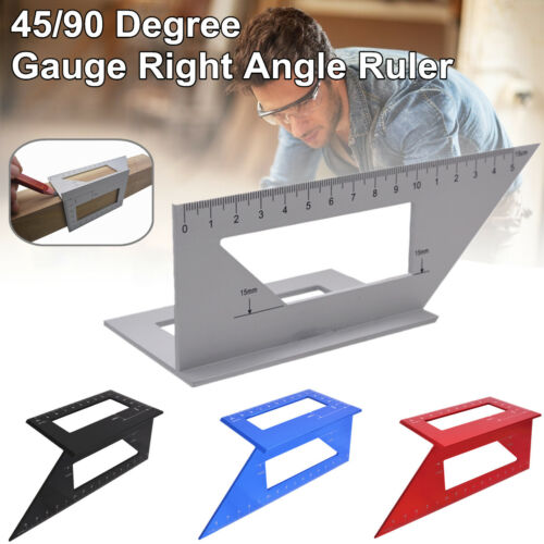45/90 Degree Gauge Right Angle Ruler Measuring Woodworking Measuring Protractor - Photo 1/16