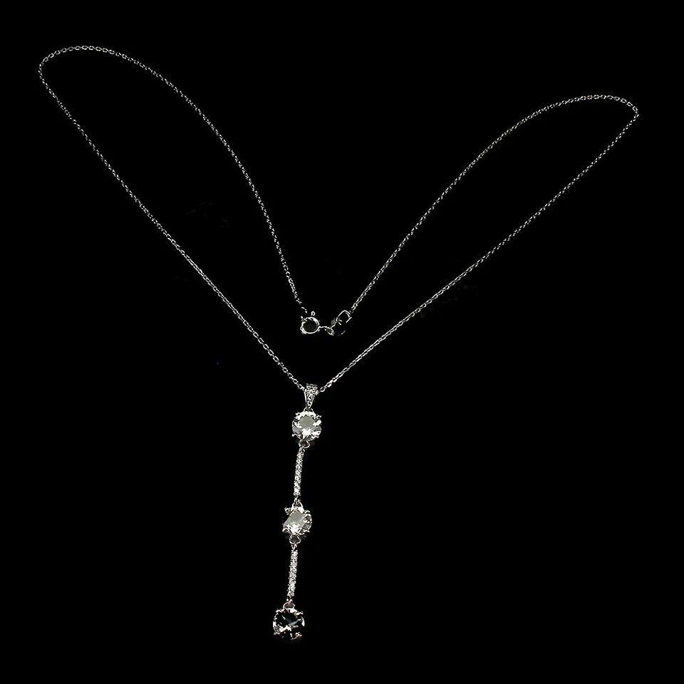 Collar de plata de ley 925 redondo morganita 6 mm circonita joyería de piedras preciosas 18 Foto 3 de 4