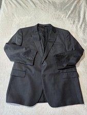 Jos A Bank Traveler Blazer Mens 48R Black, Tailor Fit 100 Wool, Business