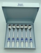 New Spode Blue Meadow Porcelain Handle Set of 6 Teaspoons Boxed