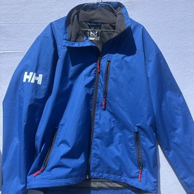 Helly Hansen Men's Crew Jacket Large Waterproof Windproof Blue Full Zip Lined