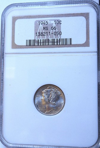 1945. Mercury Dime. NGC MS66. Gem+/Superb BU.