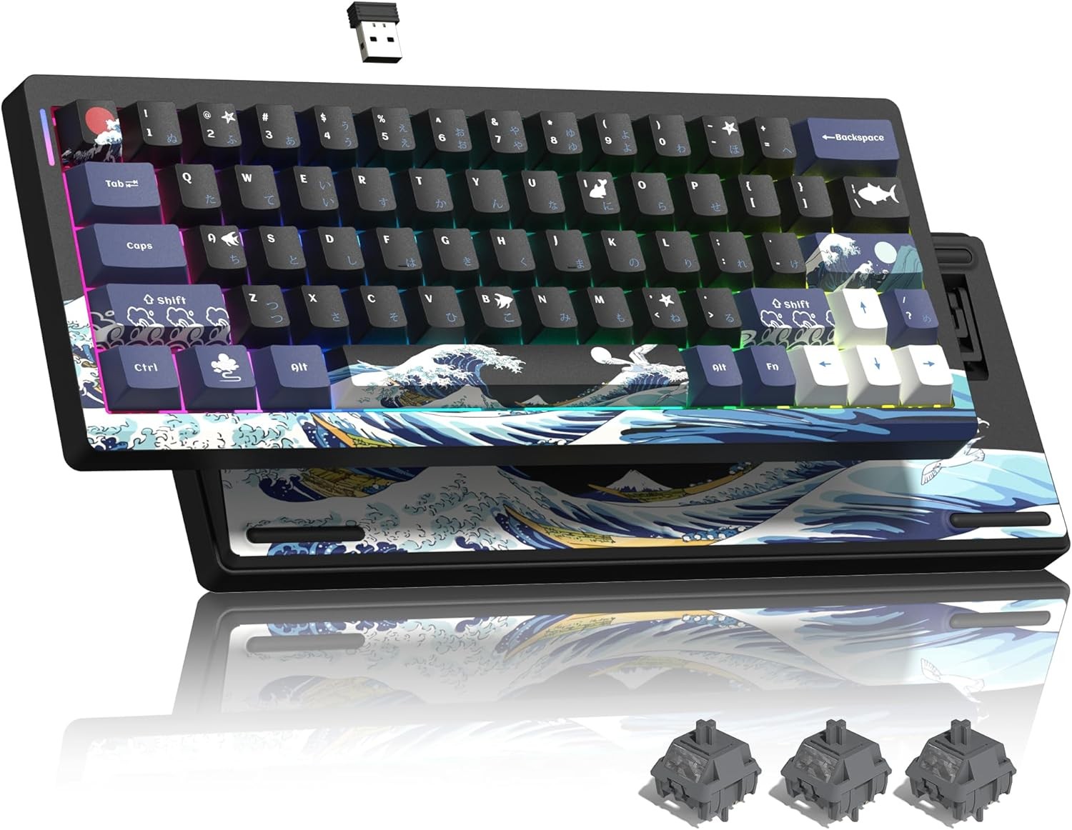 Womier 60% Percent Keyboard Wireless with QMK/VIA, Gaming Keyboard Black,
