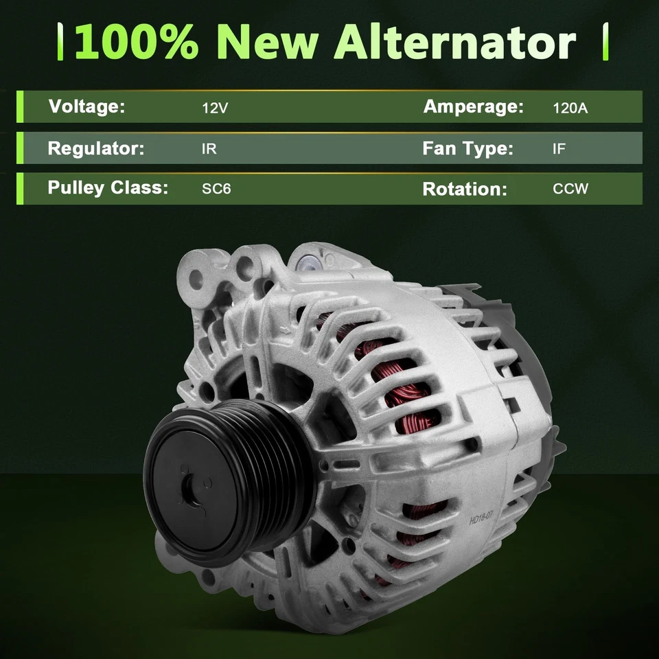 Alternator Fit For Volkswagen Beetle 1999 2000 2001 2002 2003 2004 2005 13853 Foto 2 de 4