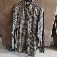 Jhane Barnes Geometric Multicolor Cotton Button-Up Shirt Men's Size M
