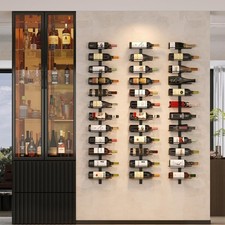 36 Bottle Wall Mounted Wine Rack, Modular Hanging Rack 36 Bottles, Black