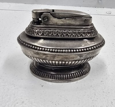 Vintage Ronson Queen Anne Silver Table Lighter Collectible Tobacciana USA
