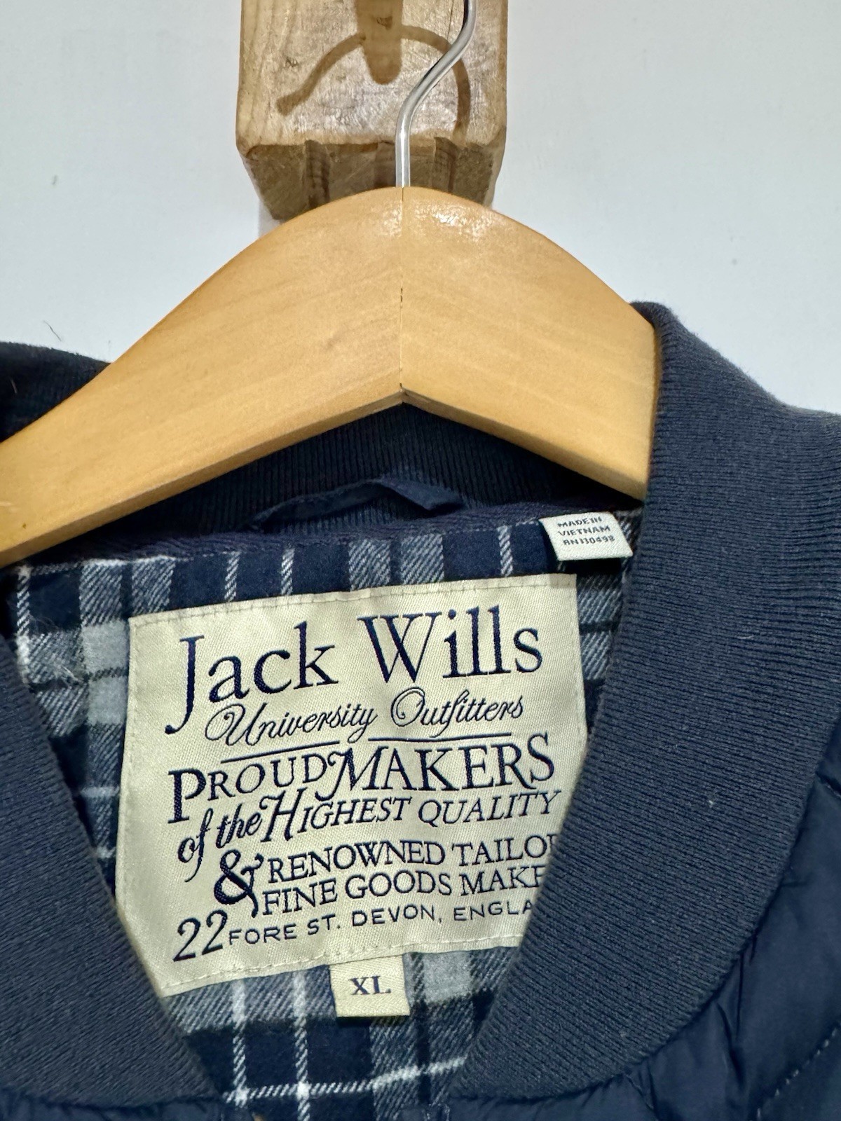Jack Wills Rame Navy Down Feather Filled Diamond Quilted Bomber Puffer Coat XL image 3