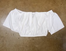 Shein Off the Shoulder White V Neck Crop Top Small Ruffle Sleeve