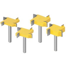 4pcs 1/4 Inch T Slotting T-Track 4 Wings Router Bits Set Woodworking Milling Cut