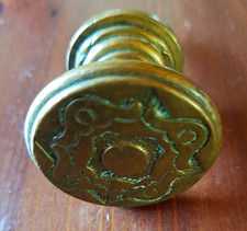 Antique Brass Furniture Knob / Knob with Trim Washer & Wood Screw, Ornate