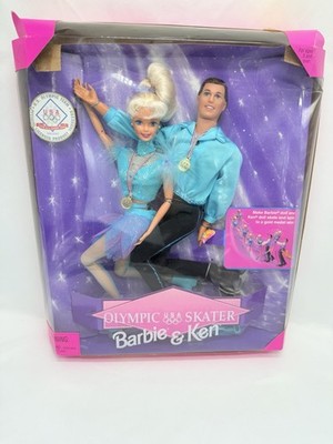 Mattel 1998 Olympic USA Skater Barbie & Ken Dolls Gift Set NRFB Box Wear