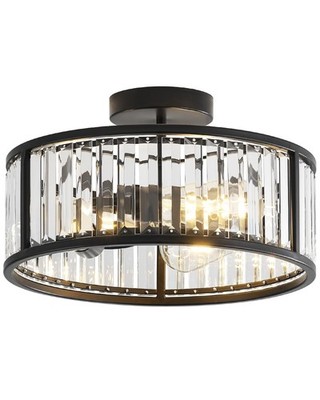 Black Flush Mount Ceiling Light, Caged Crystal Chandelier, Drum Hallway Light...
