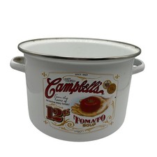 Campbells Soup Pot Enamelware Vintage 2001 Collectible Kitchen White  No Lid