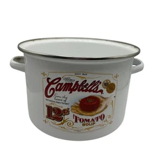 Campbells Soup Pot Enamelware Vintage 2001 Collectible Kitchen White  No Lid