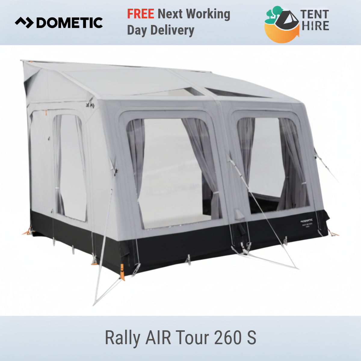 Dometic Rally AIR Tour 260 S Inflatable Caravan Porch Awning, Multi-Height 2026