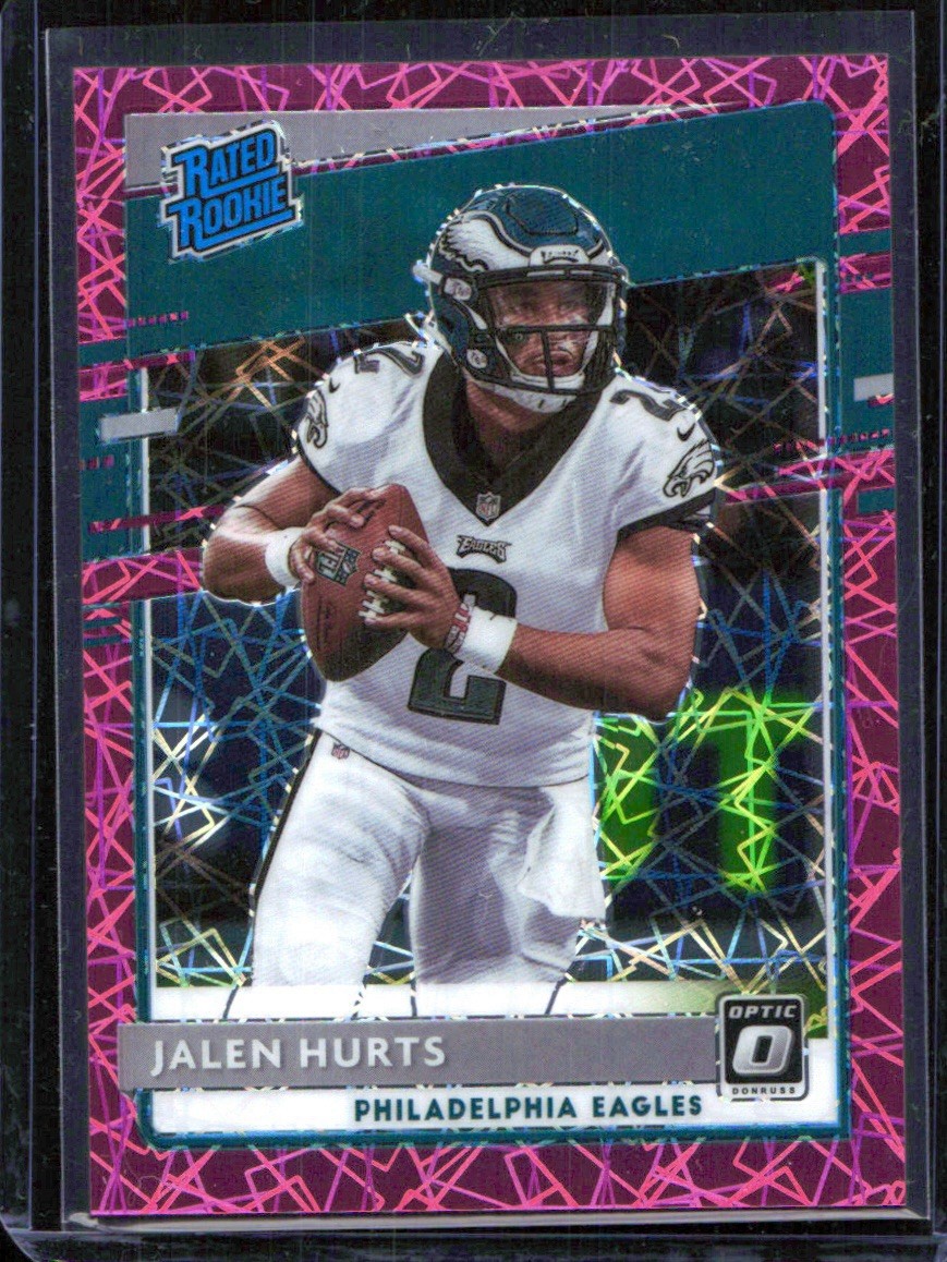 2020 Donruss Optic Jalen Hurts Rated Rookie /79 Pink Velocity Prizm Eagles #164