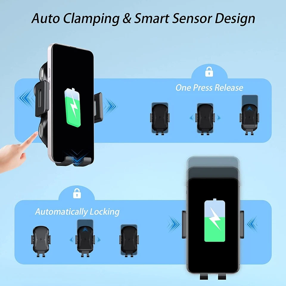 Wireless Car Charger Fast Charging Automatic Clamping Mount Phone Holder - Image 3 of 4