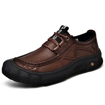 Genuine Leather Casual Outdoor Loafers Flats Non-Slip Soft Moccasins Male Shoes 