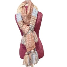 EXTRA LONG / NEW Color block Scarf with tassels 96" LONG