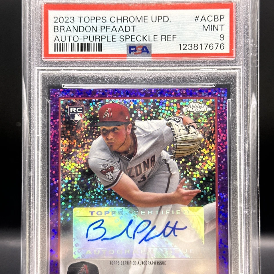 2023 Topps Chrome Update Brandon Pfaadt Purple Speckle Auto /250 PSA 9 - Image 2 of 4