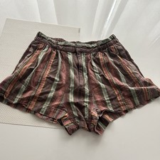 Free People Size M Kahuna Pull-On Harem Shorts Orange Sunset Stripe