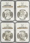 NEW ORLEANS $1 MORGAN SILVER DOLLAR 4-COIN SET NGC MS63