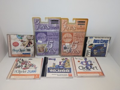 Lot Of 7 Clipart And Cd Rom & CD Vintage Software