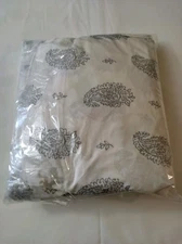 The Company Store White & Grey Paisley Cotton Percale Queen Fitted Bed Sheet New