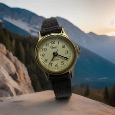 Timex Vintage, Quartz 1970s, easy reader number,20mm, Tiny watch. AA, black leat