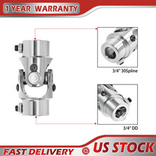34-30 Spline X 34 Dd Universal Steering Shaft U-joint Chrome New 34-30 Spline X 34 Dd Universal Steering Shaft U-joint Chrome New