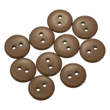 10pcs Resin Sewing Button, 15mm (5/8") 2 Holes Round Craft Buttons, Dark Brown