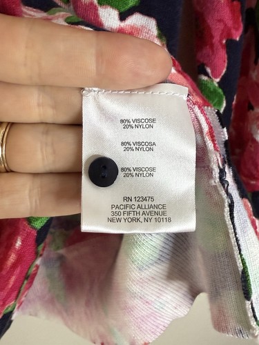 Leichter Pullover Damen XL ELLEN TRACY BLAU GEBLÜMT ROSE KNOPFLEISTE - Bild 4 von 5
