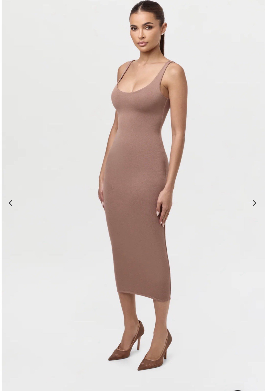 Naked Wardrobe Sculpt Tank Midi Dress Medium Brown, 1X