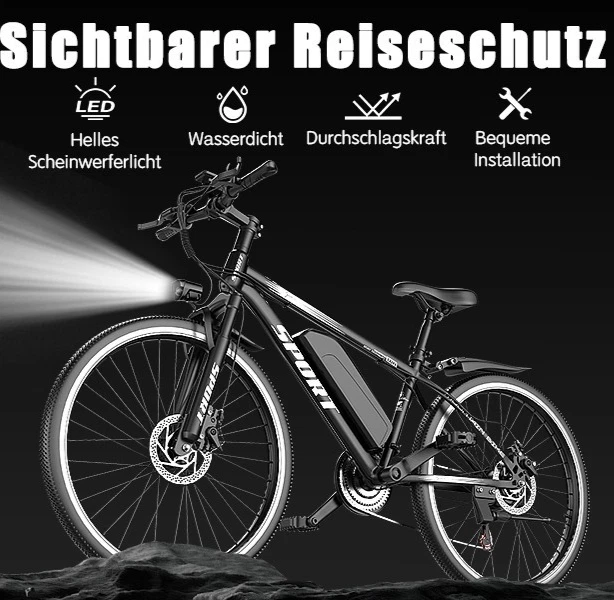Elektrofahrrad für Erwachsene zum Pendeln 350 W Mountainbike 7 Gänge Fahrrad - Bild 2 von 4
