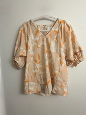 3.1 Phillip Lim V-Neck Abstract Orange Blouse Sample Size Read Description