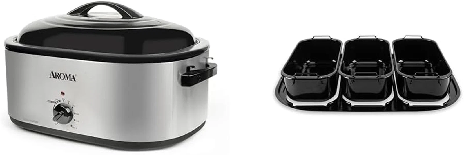 22Qt Roaster Oven & Buffet Tray Set for Easy Slow Roasting & Serving