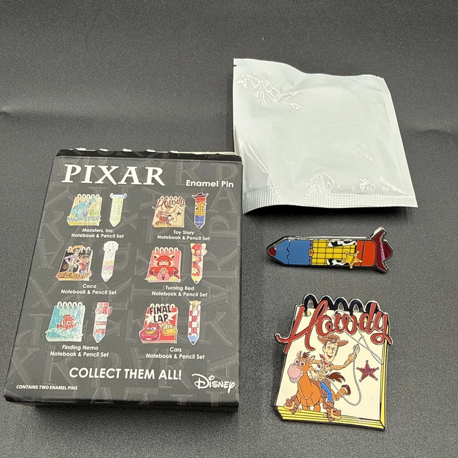 2025 Boxlunch Disney Pixar 2pk Notebook And Pencil Mystery Pin Toy Story Woody