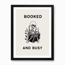 Booked and Busy | Vintage Retro Rea Framed Wall Art Poster Canvas Print Picture