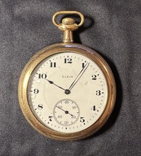 Elgin 12s Pocket Watch   17 Jewels   Gold-Filled Engraved Case   Running