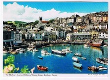 United Kingdom Postcard England Devon Brixham Harbour William of Orange Statue