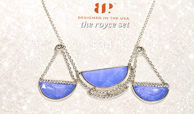 8P The Royce Set Purple Crystal Half Moon Pendant Necklace